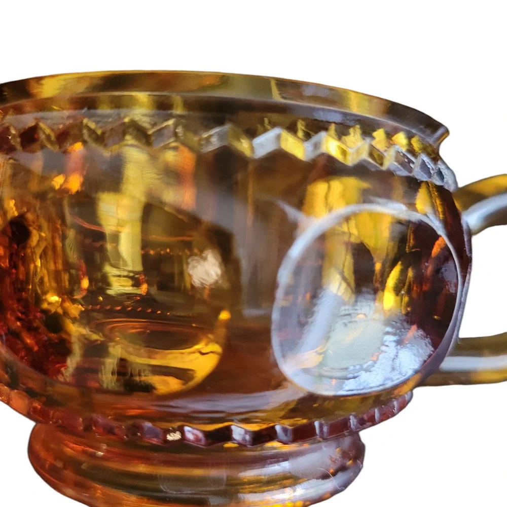 MCM Sugar Bowl and Creamer Gold Crown by Indiana Glass AKA Lancaster Colony Fall